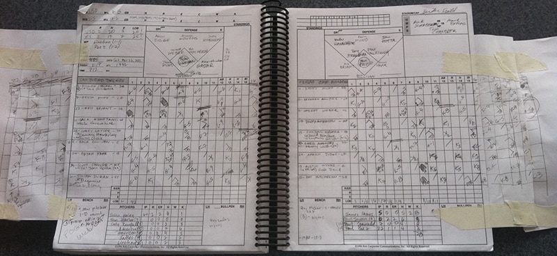 Fresno State vs. San Diego 2011 scorebook from the longest college baseball game in history