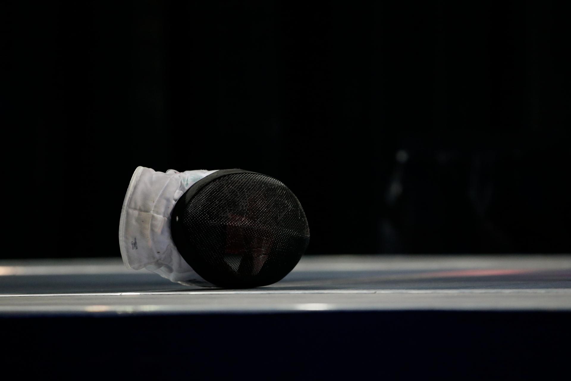 Fencing mask at the NCAA championships.